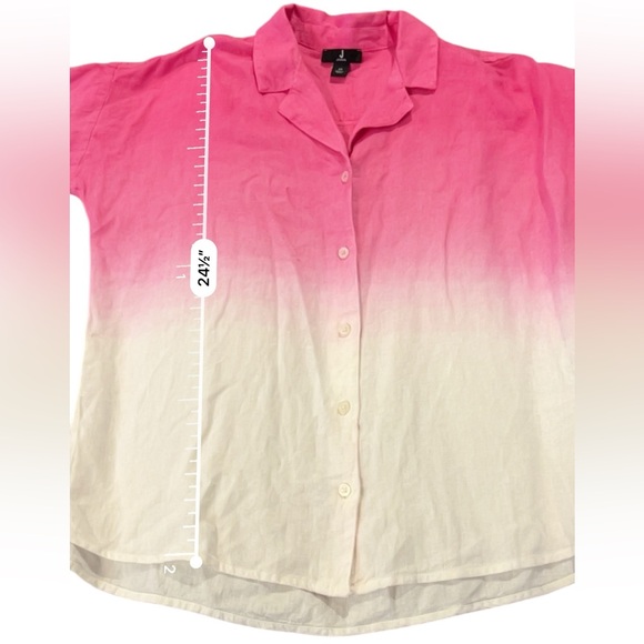 Jason Wu Dip Dye Ombre Linen Blend Button Down Top, XS - Picture 8 of 10